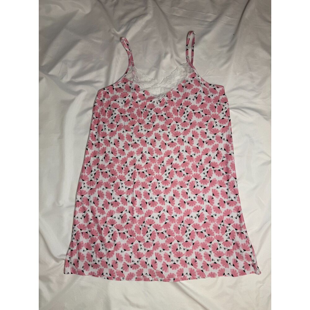 Joyspun pink floral lace front knit chemise